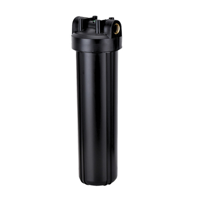Single Stage Whole House Filter Housing 20″X4.5″ Black 1″1.5″Brass Outlet / Inlet
