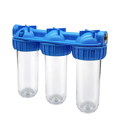 Atalas Triple Water Filter Systems 10 Inch Clear Filter Housing 1 Inch 3/4 Inch Connect