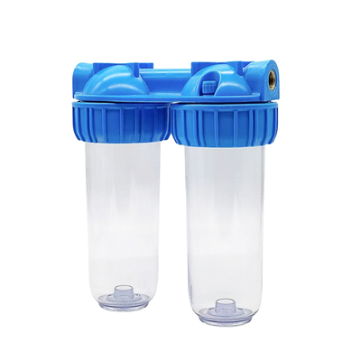 Whole House Dual Stage Water Filter Housing 10" Clear Standard 3/4" Brass Port