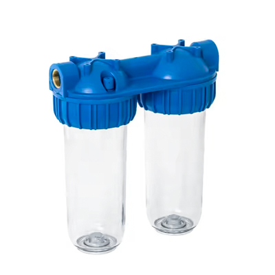 Double Whole House Water Filter System 10 Inch 1/2" 3/4"  Inlet / Outlet Brass Port