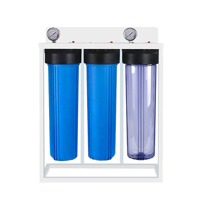 3 Stage 20 Inch Jumbo Water Filter Housing With Holder Pressure Gauge