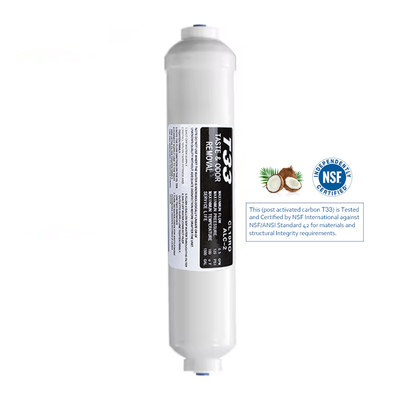 Coconut Post Activated Carbon T33 Inline Filter Cartridge NSF Certified