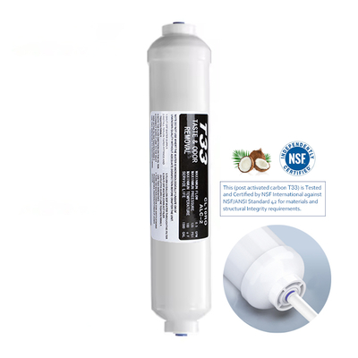 Built In 1/4" Quick Connect T33 Post Activated Carbon Water Filter Remove Taste Odor