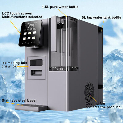 Countertop Reverse Osmosis Water Purifier Hot Cold Water Dispenser Chew Ice Maker RO Water Purifier with UV Sterilization