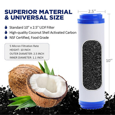 Water Filter Cartridge UDF 10x2.5" Coconut Granular Activated Carbon GAC NSF Certified