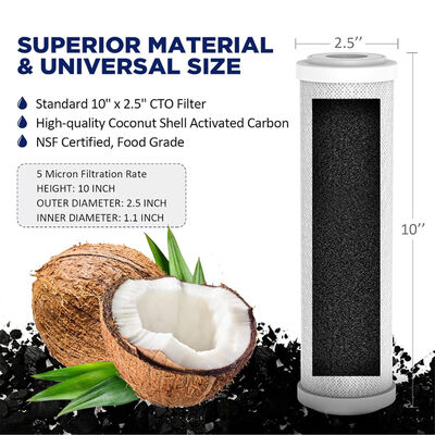 Activated Carbon Block CTO 10"x2.5" Coconut Shell Sintered NSF Certified for Water Purifier