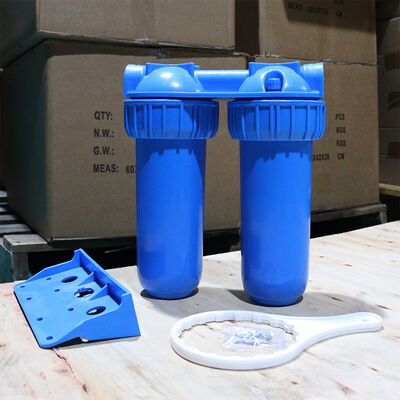 Italian DUPLEX PLUS 3P BX 2-stage Blue 10" Water Filter 1/2" 3/4" 1" Brass Port