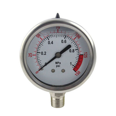High Pressure Oil Gauge 10Bar Stainless Steel Case with Liquid Water Filled