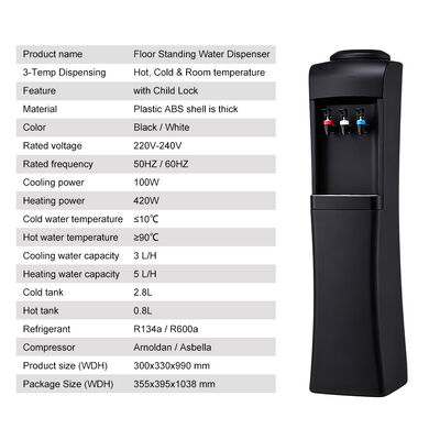 All-in-one RO System Purifier Water Cooler Combo with 3 Faucet for Household Business Use
