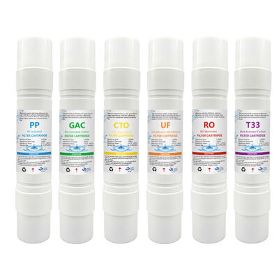 11 Inch I Type Inline Water Filter Cartridges PP GAC CTO UF RO T33 Replacement Set for Water Purifier Dispenser